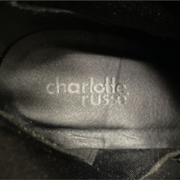 Charlotte Russe 8 Black Platform Boots Disco Heel Vegan Suede Womens Booties - Picture 6 of 10